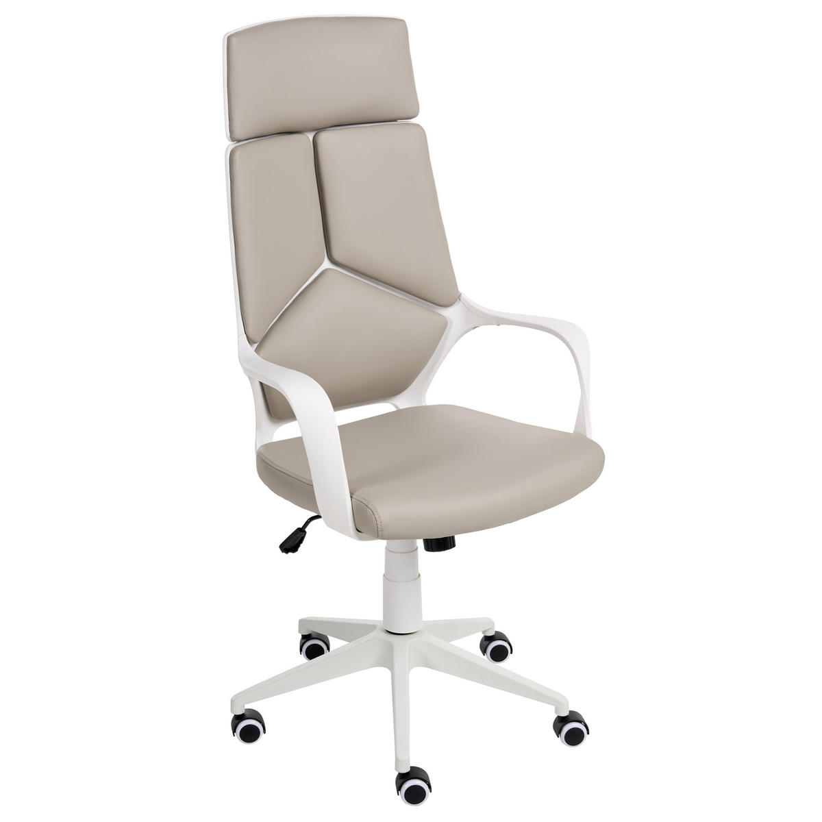 BÜROSTUHL Taupe Delight - Taupe/Weiß, Kunststoff (64/116/64cm) - Beliani