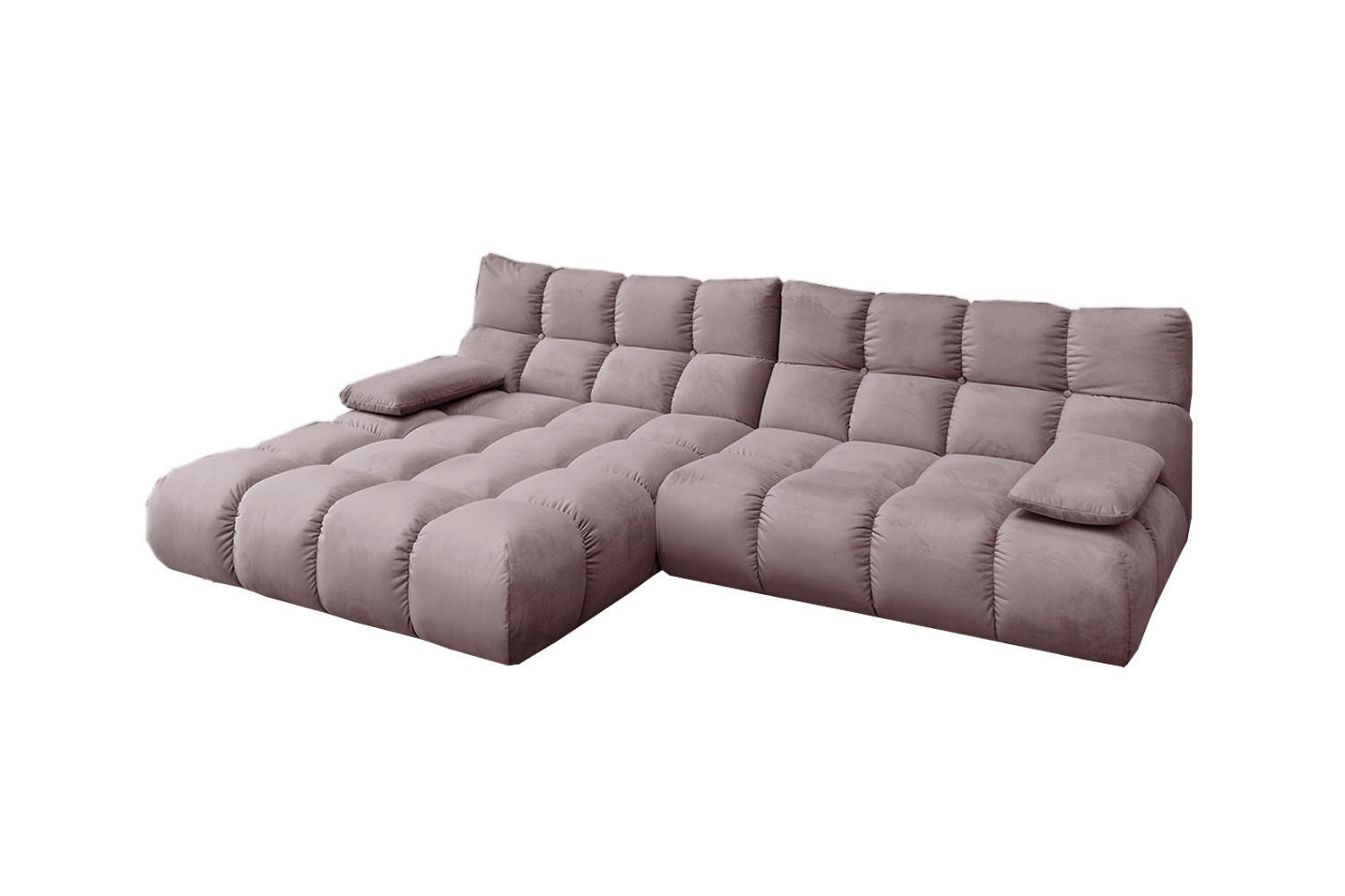 ECKSOFA VIVIEN Grau Velvet - Schwarz/Grau, Kunststoff/Textil (290/178cm) - KAWOLA