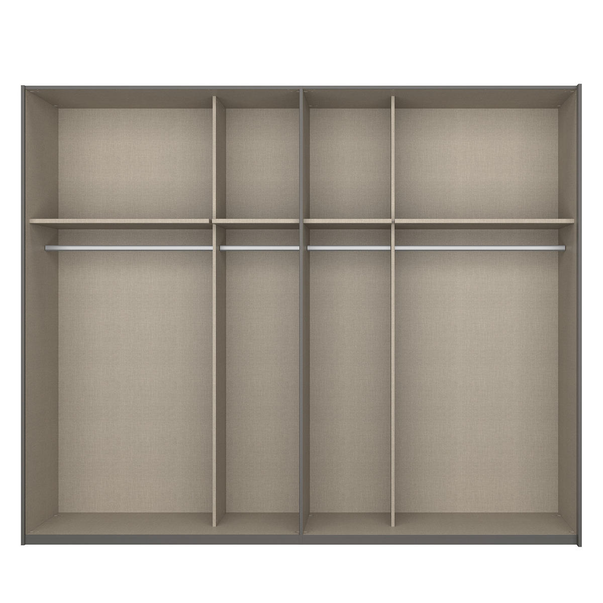 SCHWEBETÜRENSCHRANK - Weiß Hochglanz/Grau, Holzwerkstoff (270/236/68cm) - home24