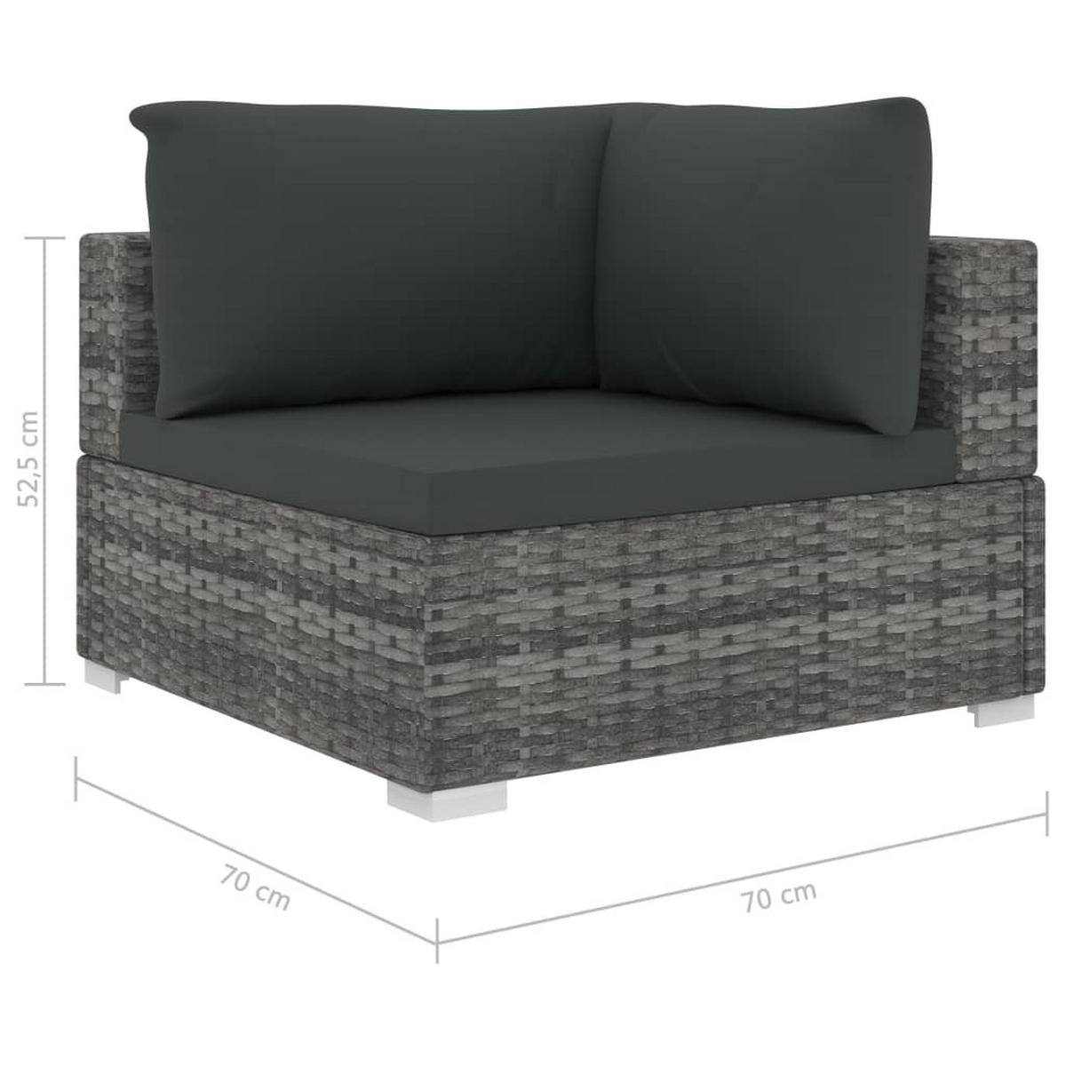 LOUNGEGARNITUR mit Auflagen, aus Poly Rattan, Grau, 5-teiliges Set - Grau, Kunststoff - vidaXL