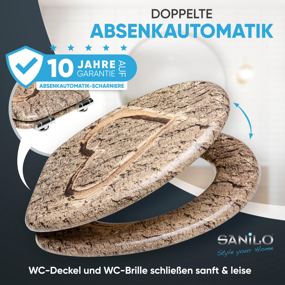 WC-SITZ mit Absenkautomatik True Love - Braun, Holzwerkstoff (38/6/47cm) - Sanilo