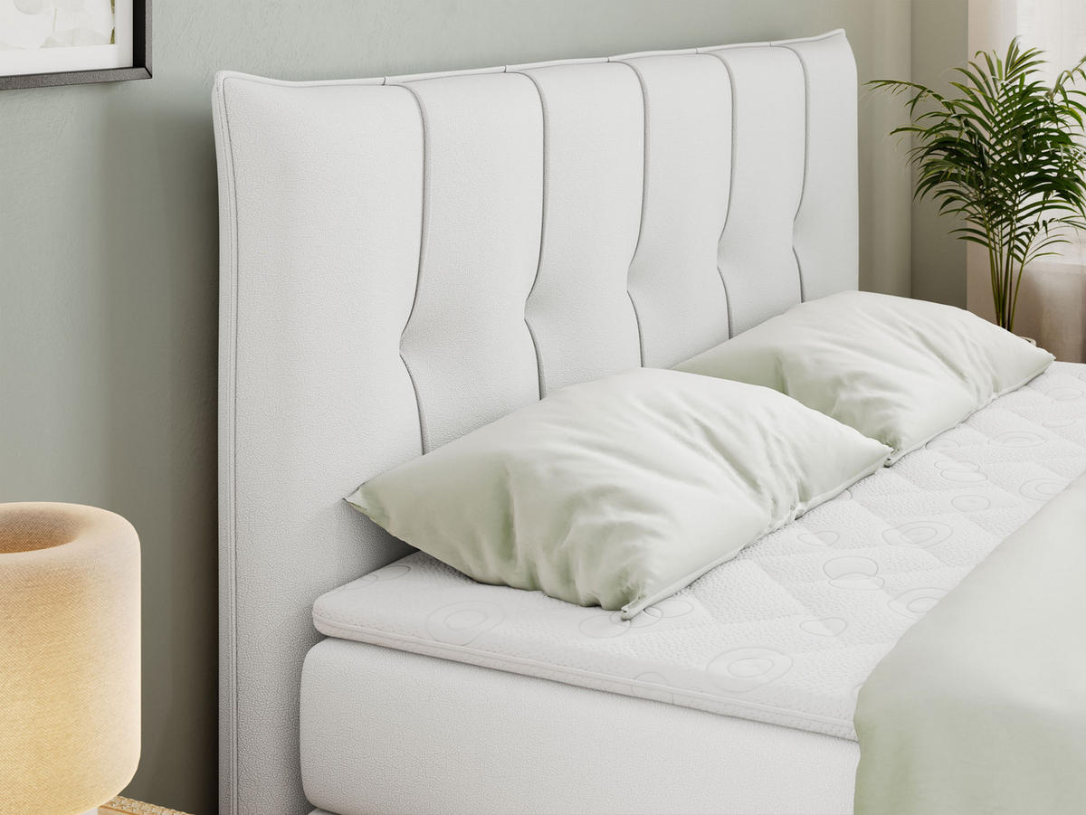 BOXSPRINGBETT PREMIUM 11 KING 140/200 Weiß Kunstleder - H4 - Weiß, Holz/Textil (140/200cm) - MKS