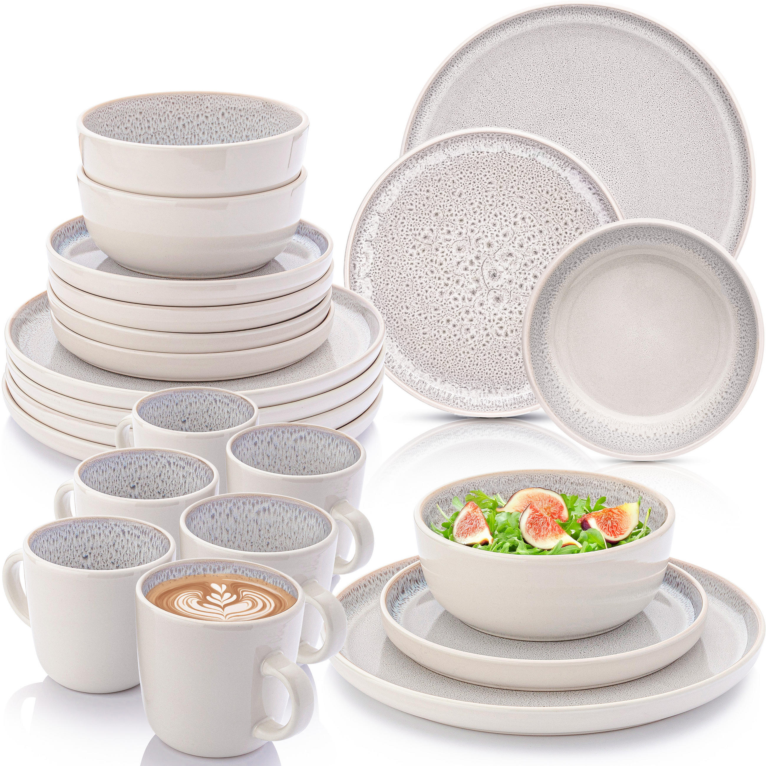 KOMBISERVICE KRETA - 24 teilig aus Steingut - Creme, Stein (50/30/80cm) - Sänger