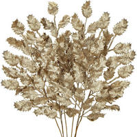KUNSTZWEIG 6-teiliges Set Glitzernde Eichenblätter Champagne 58 cm - Goldfarben, Kunststoff (58.4cm)