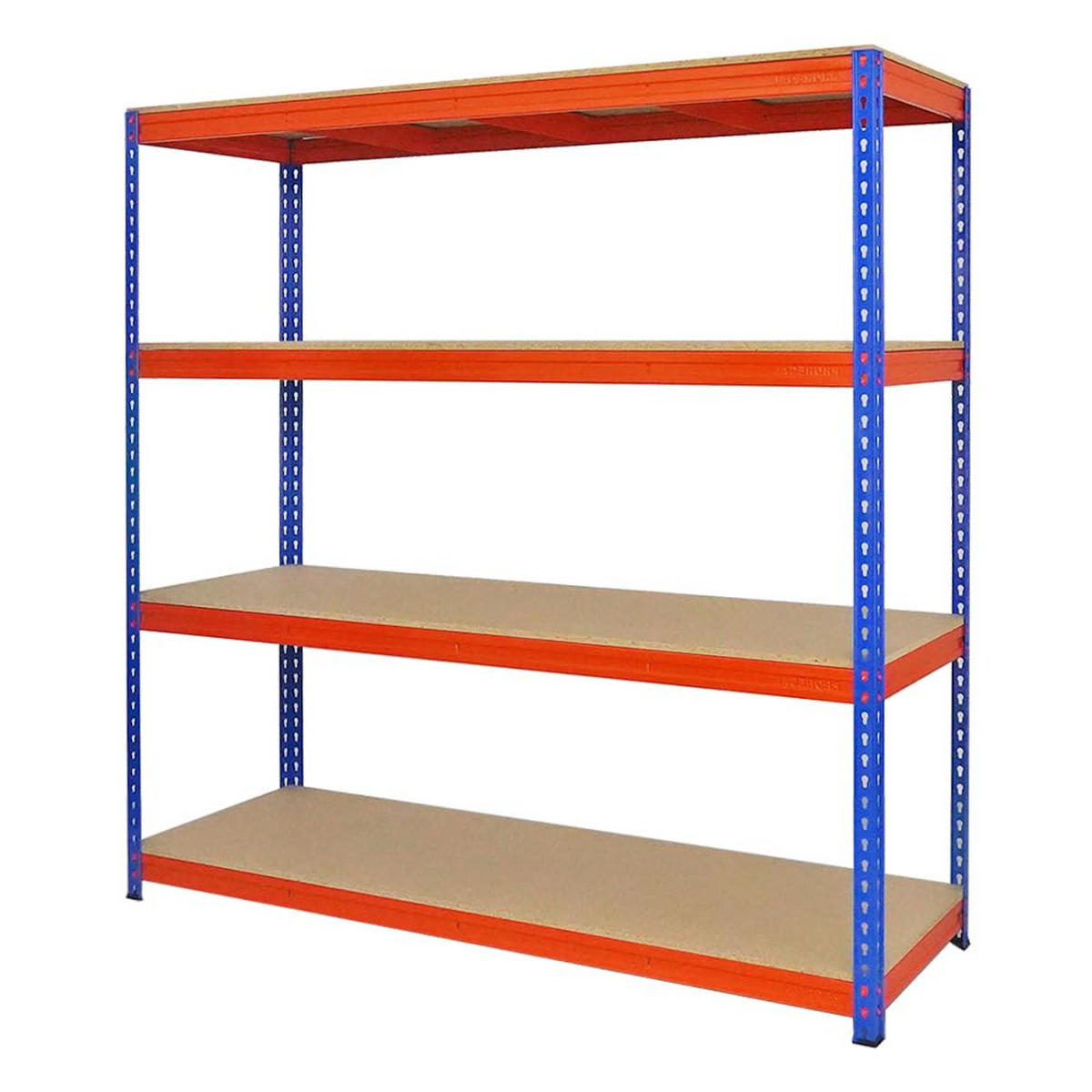 SCHWERLASTREGAL Bison 2er-Set mit 2x 200x200x60 cm 4 Fachböden Fachlast 600 kg Blau-Orange - Orange, Metall (400/200/60cm) - PROREGAL