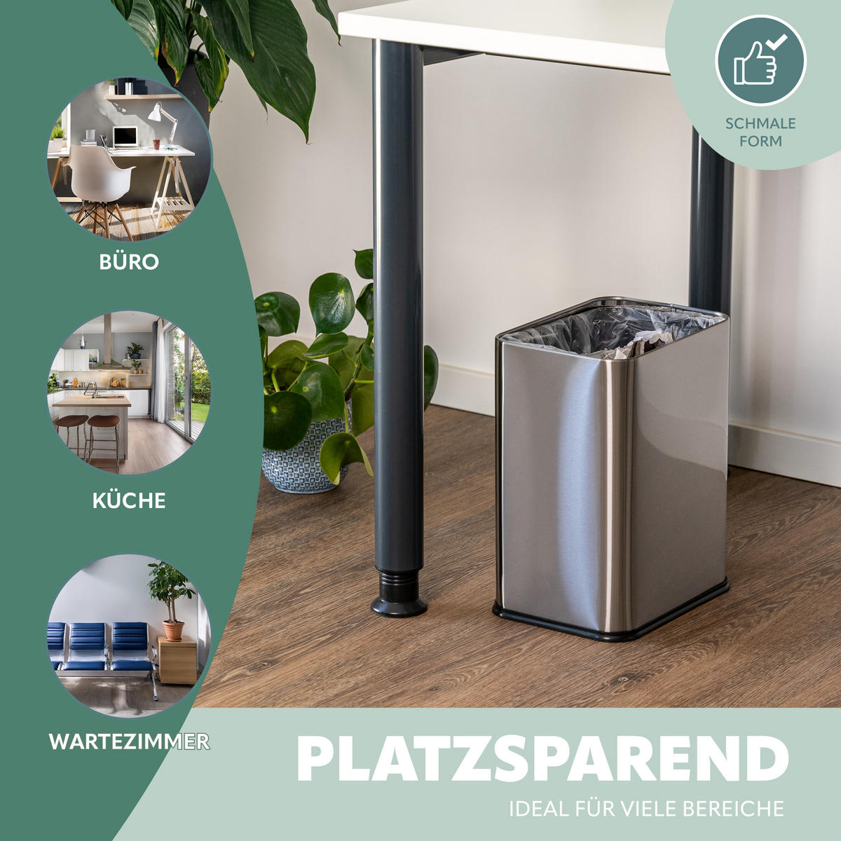 PAPIERKORB Vol. 13 L, offen Edelstahl - Edelstahlfarben, Metall (29/36.5/23cm) - bremermann