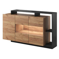 KOMMODE Alva Craft Gold Oak / anthrazit 155 / 44 / 93,5cm - Eichefarben/Anthrazit, Holz/Holzwerkstoff (155/94/44cm) - Feldmann-Wohnen
