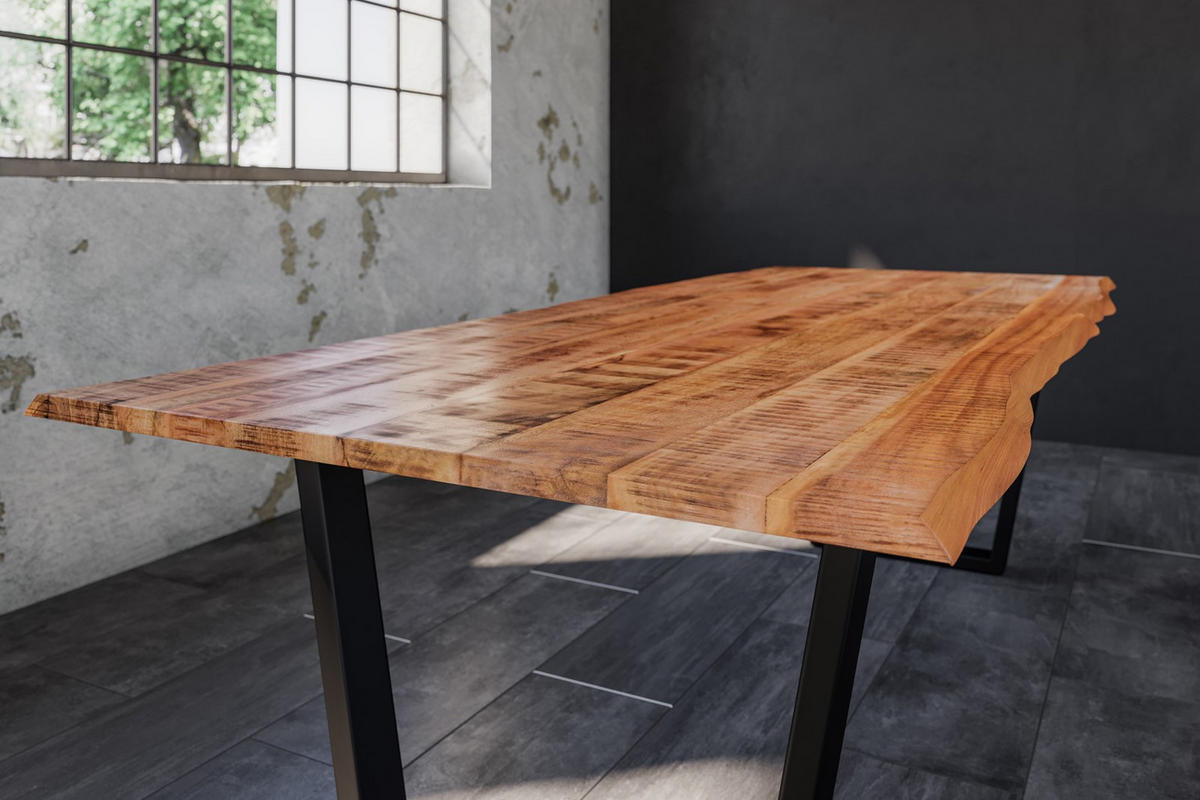 ESSTISCH DORA V - Beige/Schwarz, Holz/Metall (90/180/77cm) - SAM