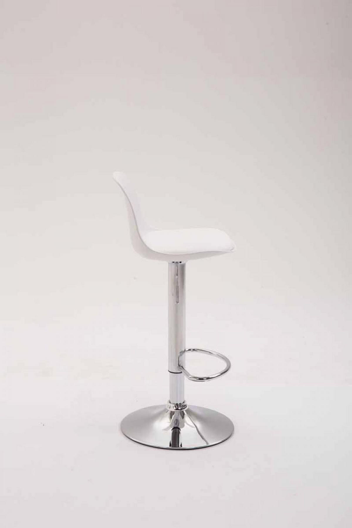 BARHOCKER Kunststoff weiß - Chromfarben/Weiß, Kunststoff/Metall (39/82/43cm) - CLP