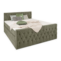 BOXSPRINGBETT London olive 160 /200 cm H3/H4 Samt - Olivgrün, Textil (160/200cm) - wonello