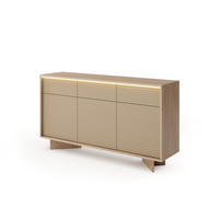 SIDEBOARD TORSANO (Bolivar Natur/Cappuccino, 3 Türen, 3 Schubladen, LED-Beleuchtung, Push-to-Open) - Eichefarben/Beige, Holz/Holzwerkstoff (154/84/40cm) - Ravio