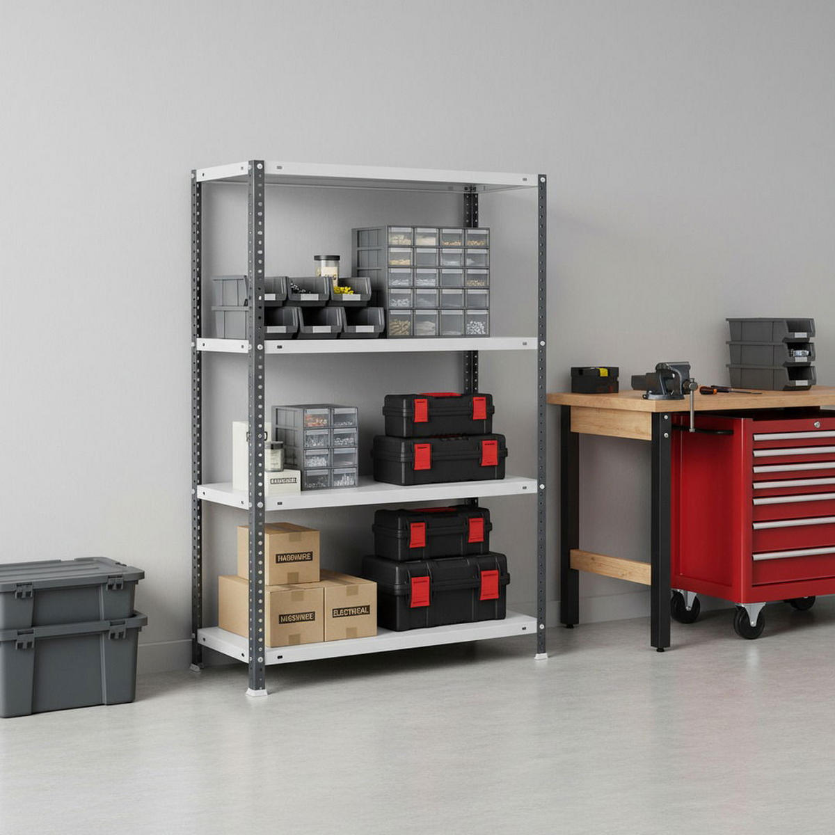 SCHRAUBREGAL PANDA MID | HxBxT 150x100x30cm | 4 Fachböden | Fachlast 100kg | Anthrazit-Weiß - Anthrazit, Metall (100/150/30cm) - PROREGAL