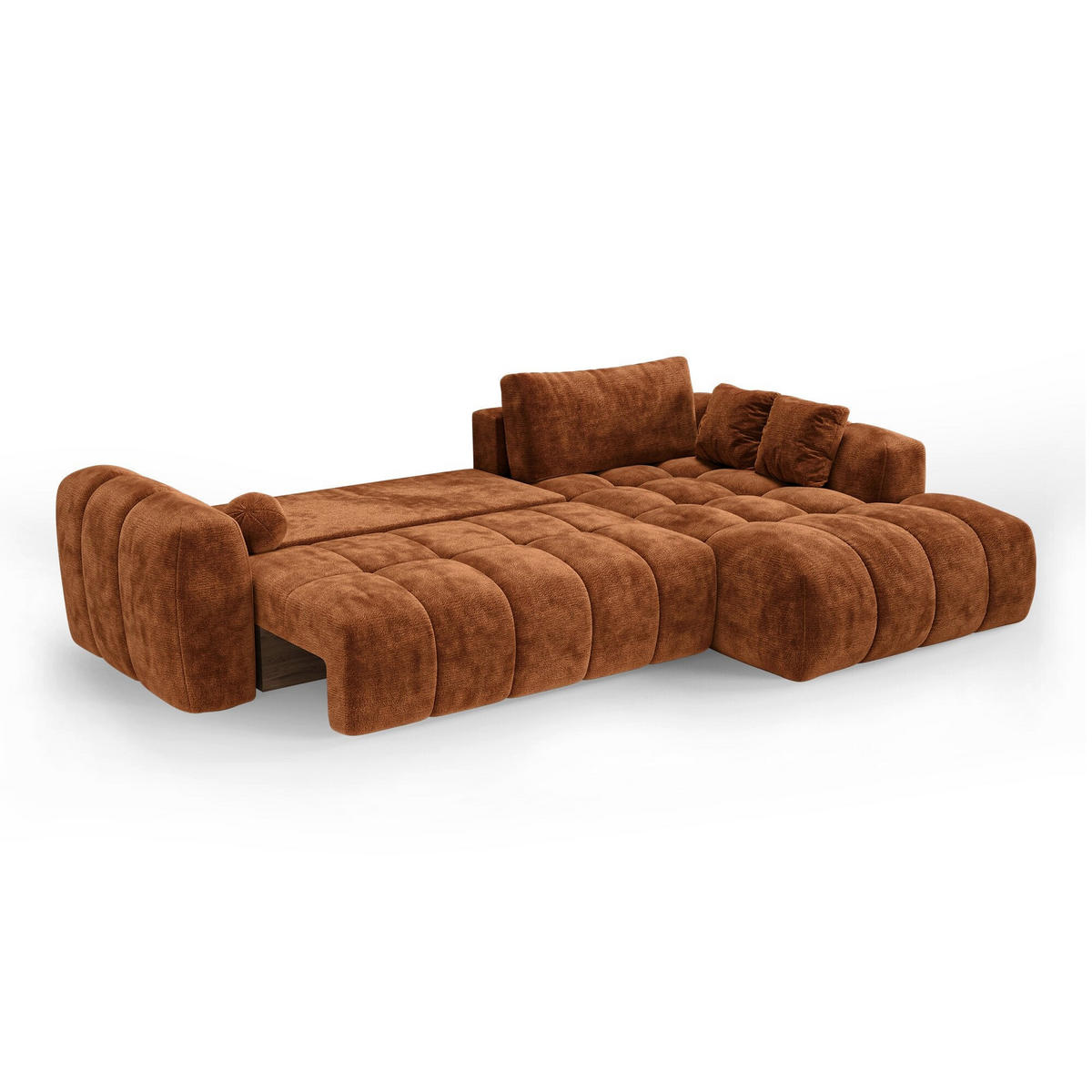ECKSOFA rechtwinklig SKY Geprägter Samt Terrakotta 310cm - Dunkelorange/Terracotta, Textil (310/180cm) - Premium Interiors