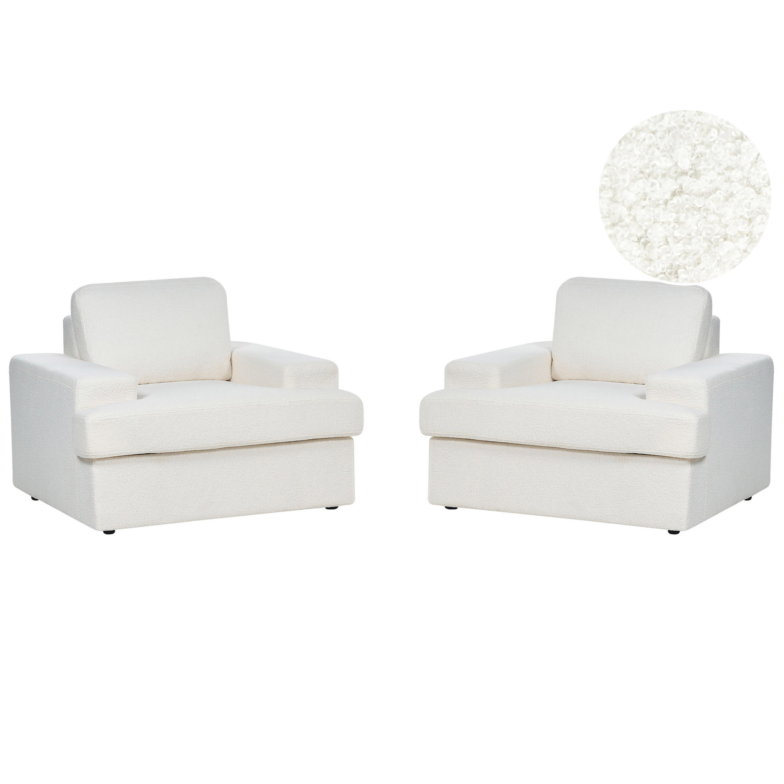 SESSEL 2er-Set Bouclé cremeweiß Alla - Weiß, Textil (108/85/103cm) - Beliani