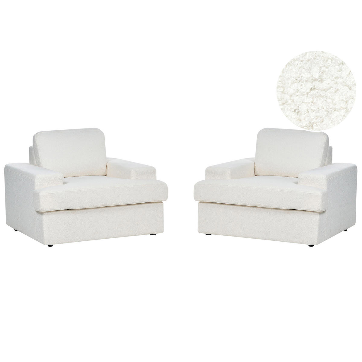 SESSEL 2er-Set Bouclé cremeweiß Alla - Weiß, Textil (108/85/103cm) - Beliani