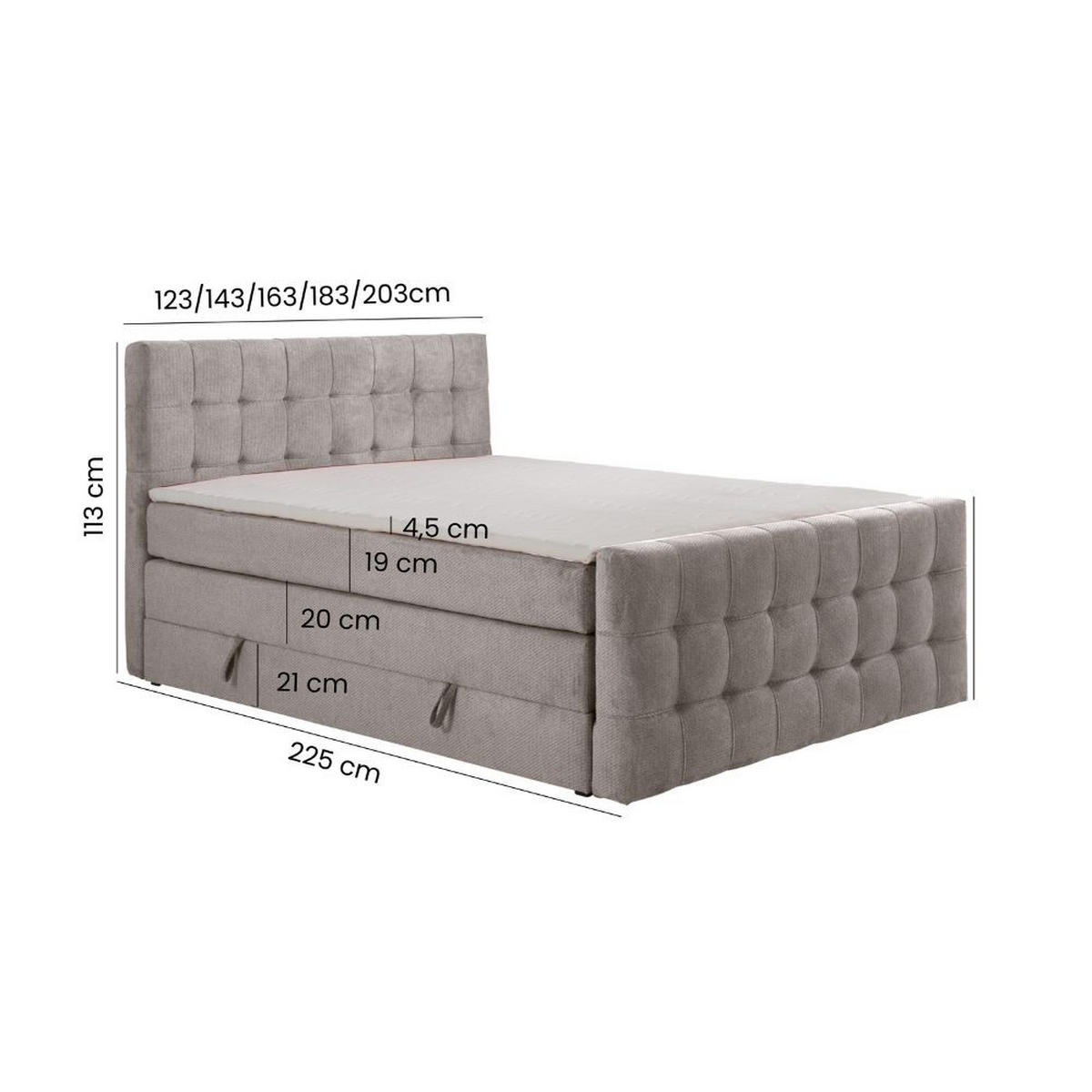 BOXBETT Royal mit Bonnelmatratze und Topper, 140x200, Beige - Beige, Holzwerkstoff/Kunststoff (140/200cm) - AN-Moebel 4u