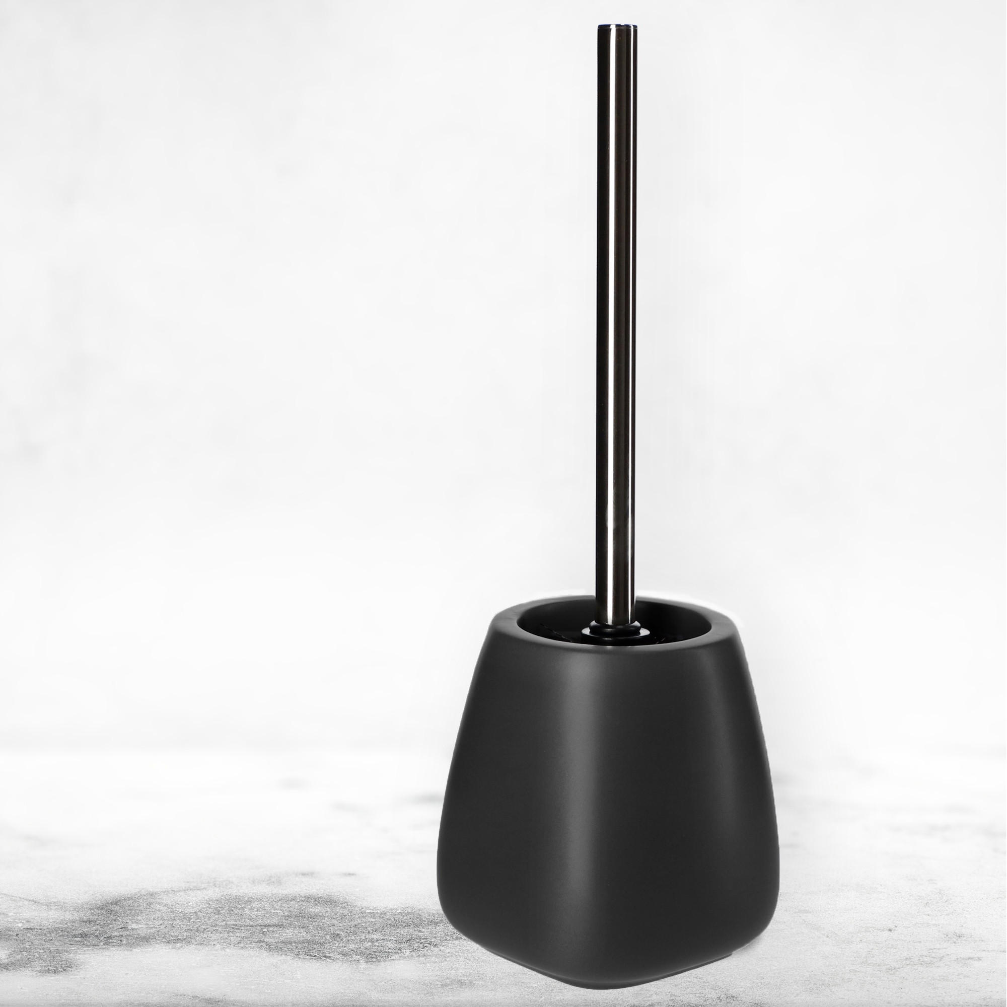 WC-BÜRSTE mit Schale 36 cm, schwarz - Schwarz, Keramik/Kunststoff (12/36cm) - KADAX