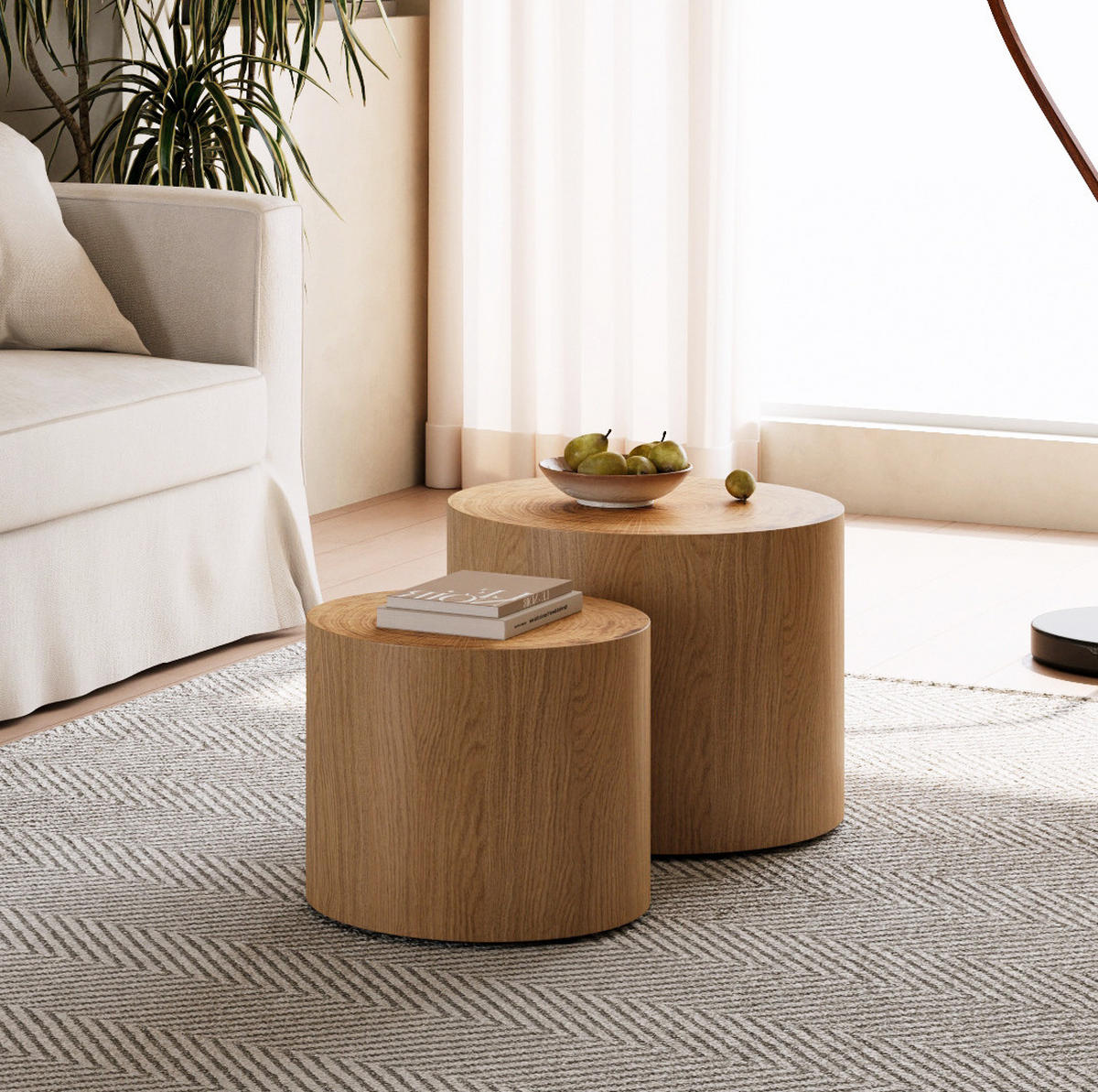 COUCHTISCH-SET 48/48/38 cm Naturholz aus Massivholz und MDF - Naturfarben, Holz (48/48/38cm) - OKWISH