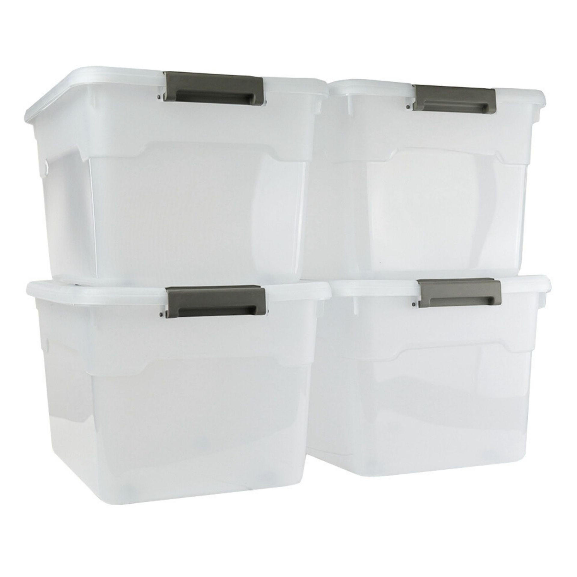 AUFBEWAHRUNGSBOX mit Deckel 45L im 4er Set Groß Rollen transparent stapelbar - Transparent, Kunststoff (52/30/38cm) - PROREGAL