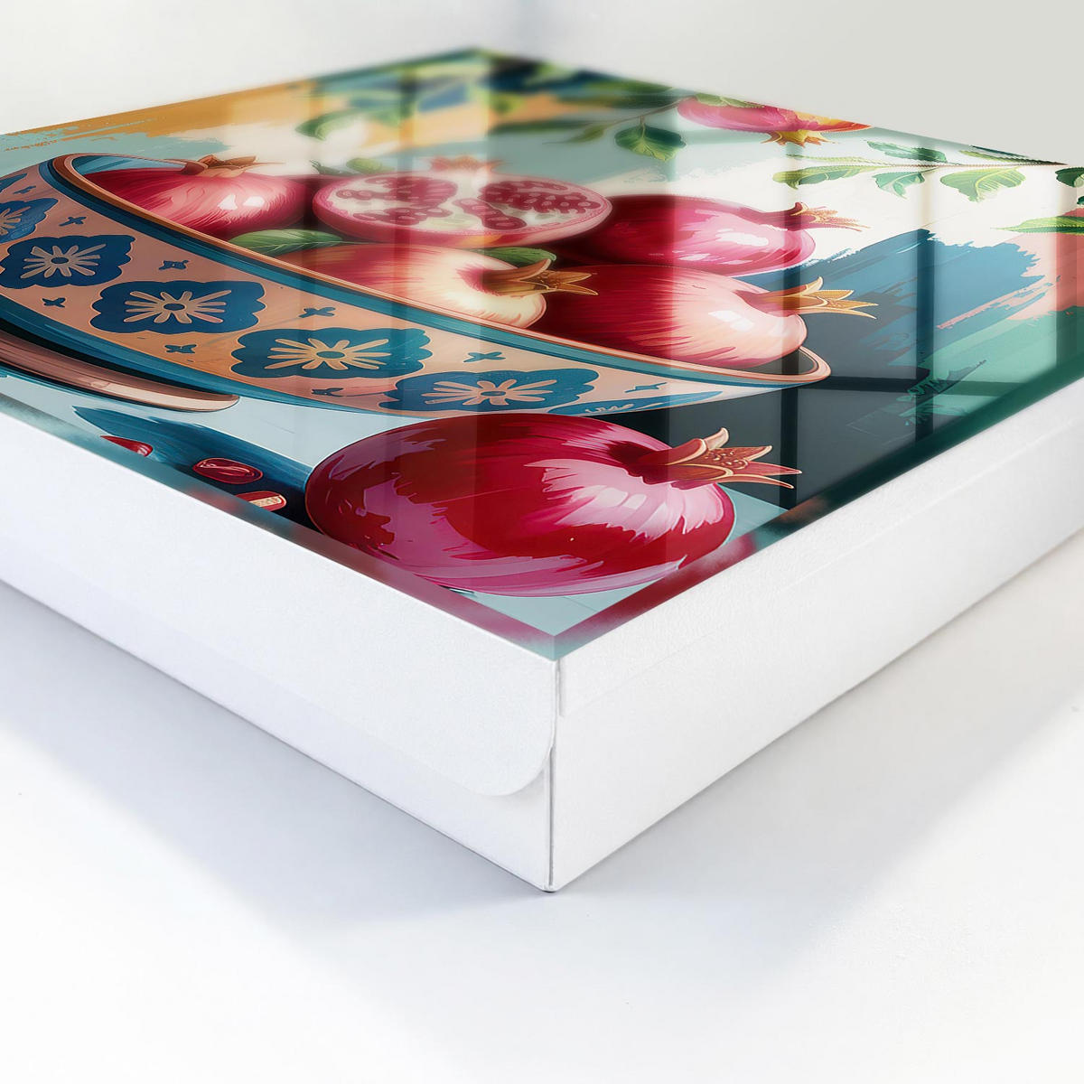 SCHLÜSSELBOX Weiß 30x30 cm – Türöffnung nach rechts - Fruchtmotiv - Rot, Metall (30/30/5cm) - TULUP