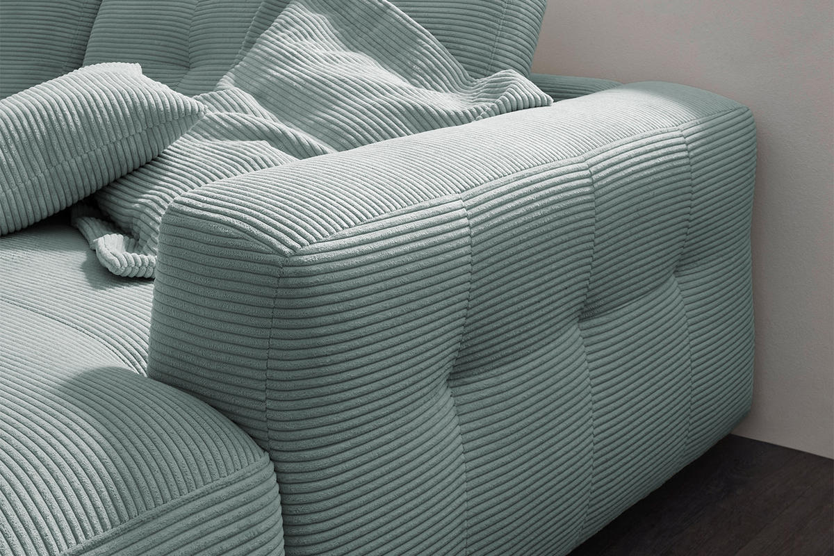 ECKSOFA XL MIKA Hellblau Cord - Schwarz/Hellblau, Kunststoff/Textil (296/167cm) - KAWOLA