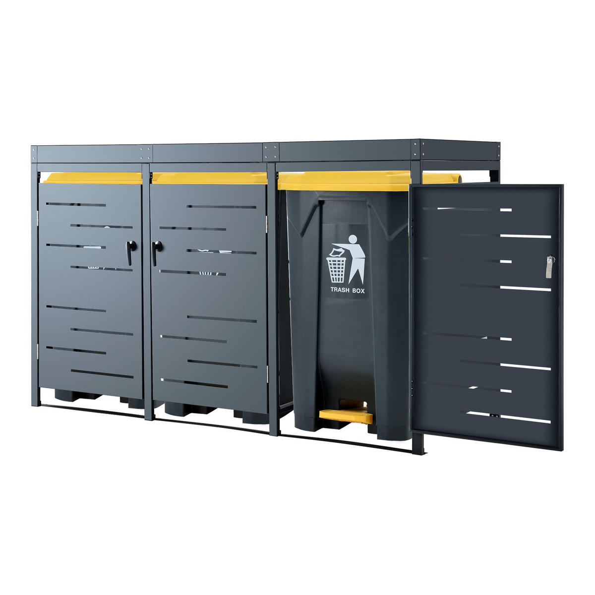 MÜLLTONNENBOX Salching - Anthrazit, Metall (196/122/80cm) - [en.casa]