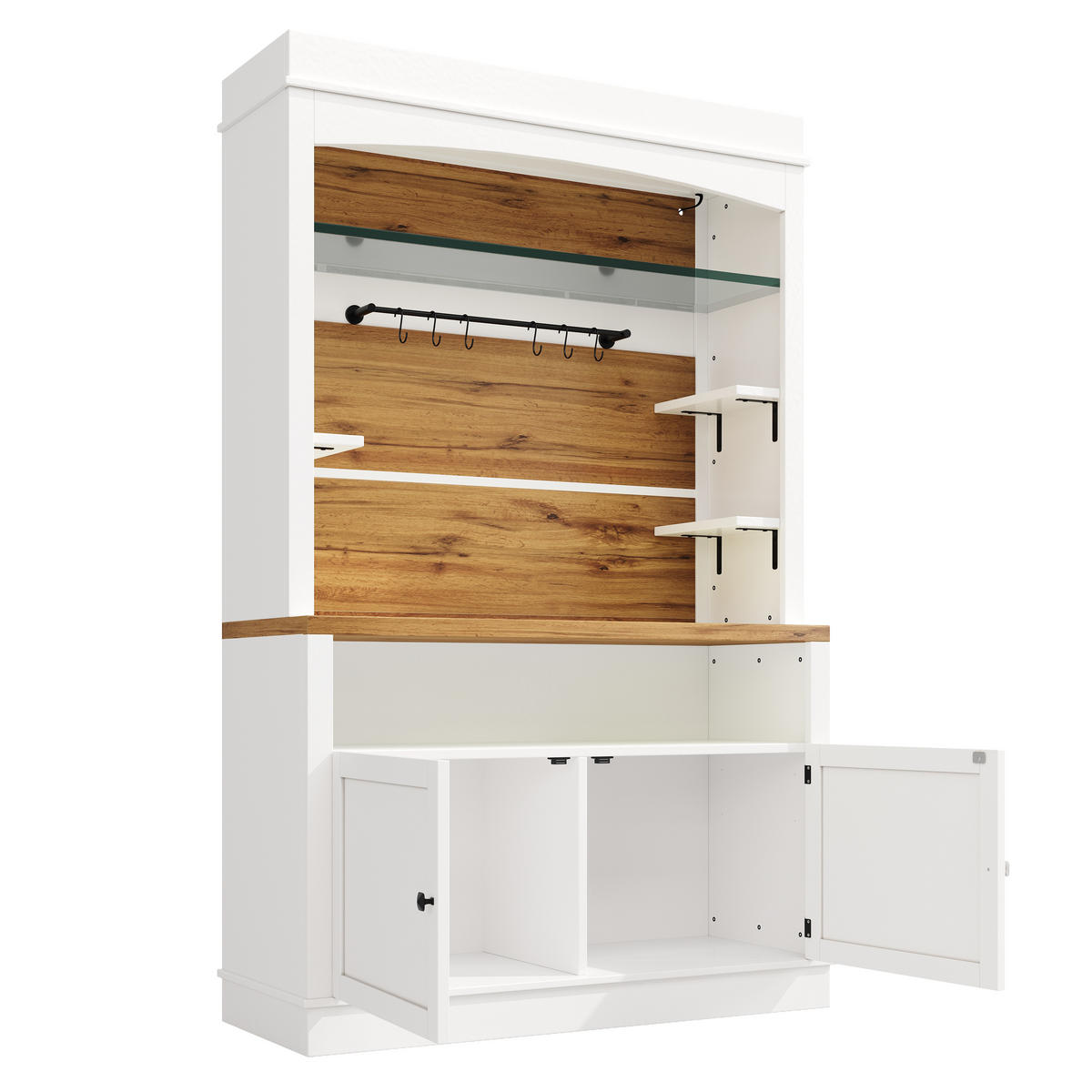 BUFFET DE-38391 107/34/184 cm mit LED-Beleuchtung Weiß - Weiß, Holzwerkstoff (107/184/34cm) - ComfortXL