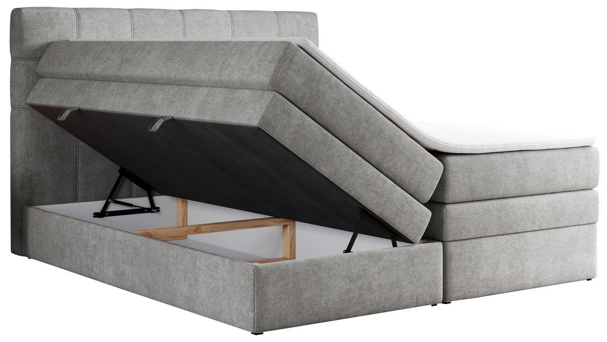 BOXSPRINGBETT ERNI KING 160/200 Hellgrau Struktur - H3 - Hellgrau, Holz/Textil (160/200cm) - MKS