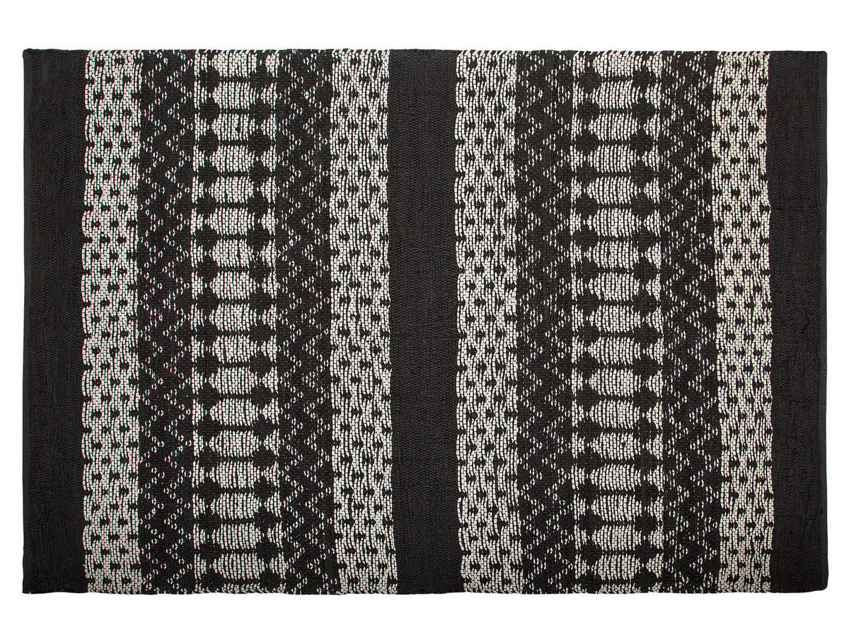 TEPPICH geflochten Sokun 200/140 cm - Schwarz, Fell (140/200cm) - Beliani