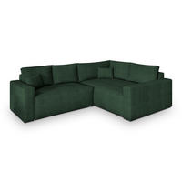 ECKSOFA ERONIS R-S Grün Kordstoff mit Schlaffunktion - Grün, Holz (265/194cm) - MASSENO