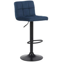 BARHOCKER Samt Blau - Blau/Schwarz, Textil/Metall (40/85/40cm) - CLP
