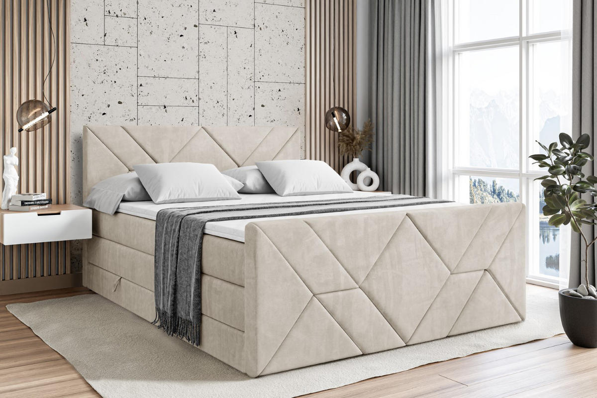 BOXSPRINGBETT BARWA-Z KING - 120x200 - H3/H4 - Creme - Creme, Holzwerkstoff (120/200cm) - ALTDECOR