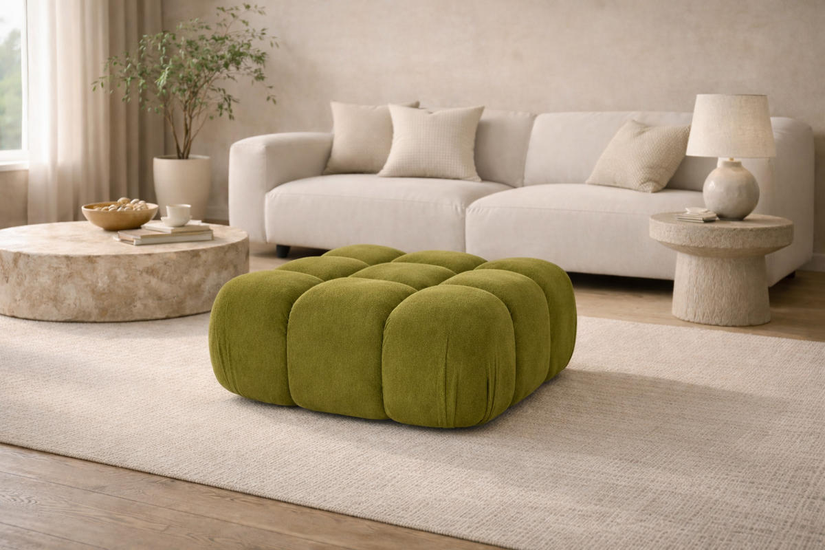 HOCKER Modularer, Veloursstoff Salvador, Olive, Selia - Olivgrün, Holz (95/40/95cm) - Kaiser Möbel