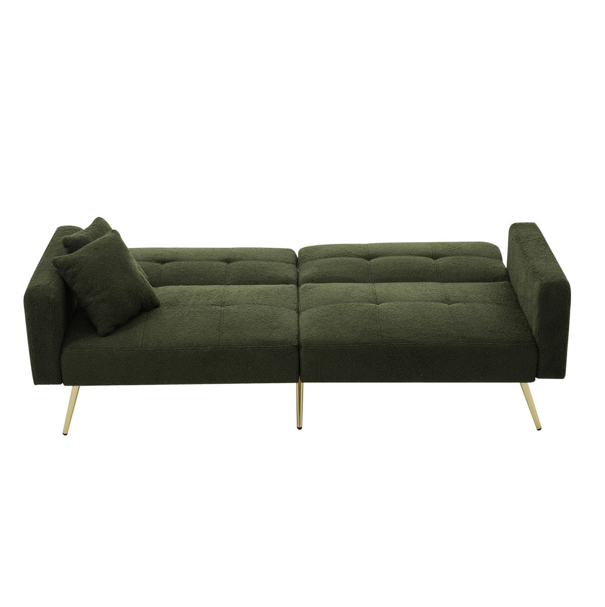 SCHLAFSOFA Sherpa mit verstellbarer Rückenlehne und Seitentaschen Antikgrün 175/64/72 cm - Grün, Textil (64/72/175cm) - Redom