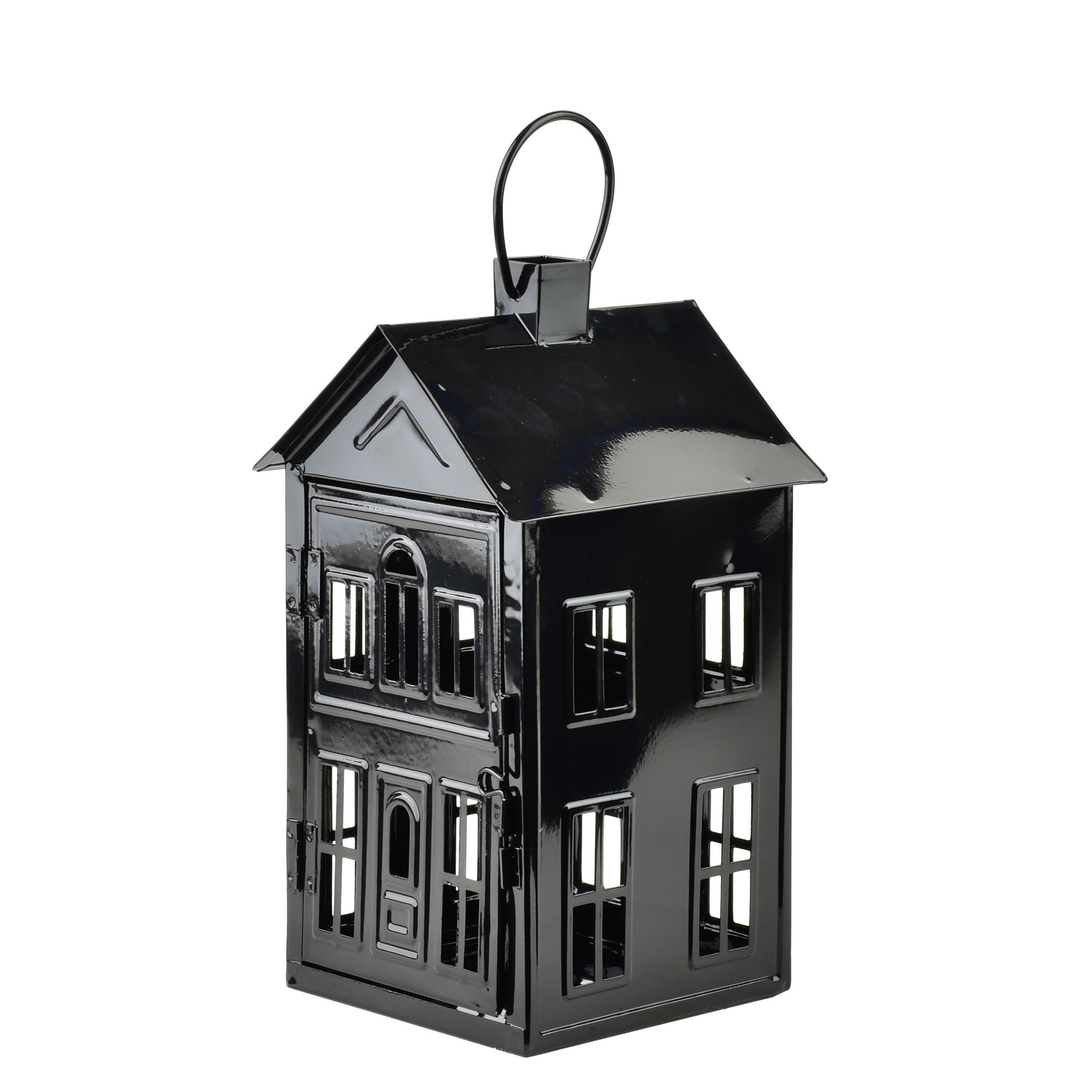 LATERNENHAUS Roger Schwarz 14,8x14,3xh26,8 cm Metall - Schwarz, Metall (14.3/26.8/14.8cm) - Mondex