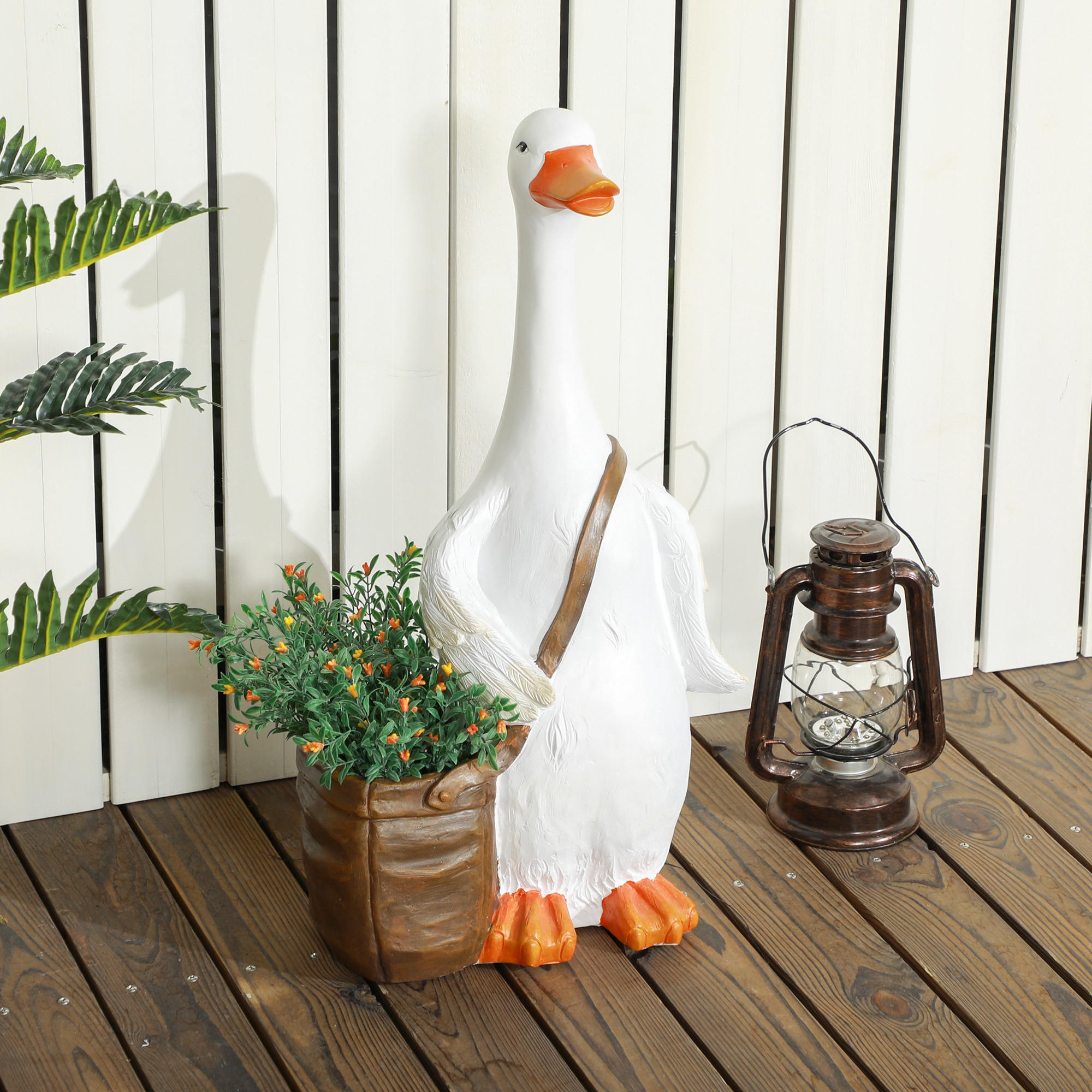PFLANZTOPF mit Entwässerungsbohrung, Kräutertopf für Indoor, Outdoor, Kunstharz - Weiß, Kunststoff (60cm) - Outsunny