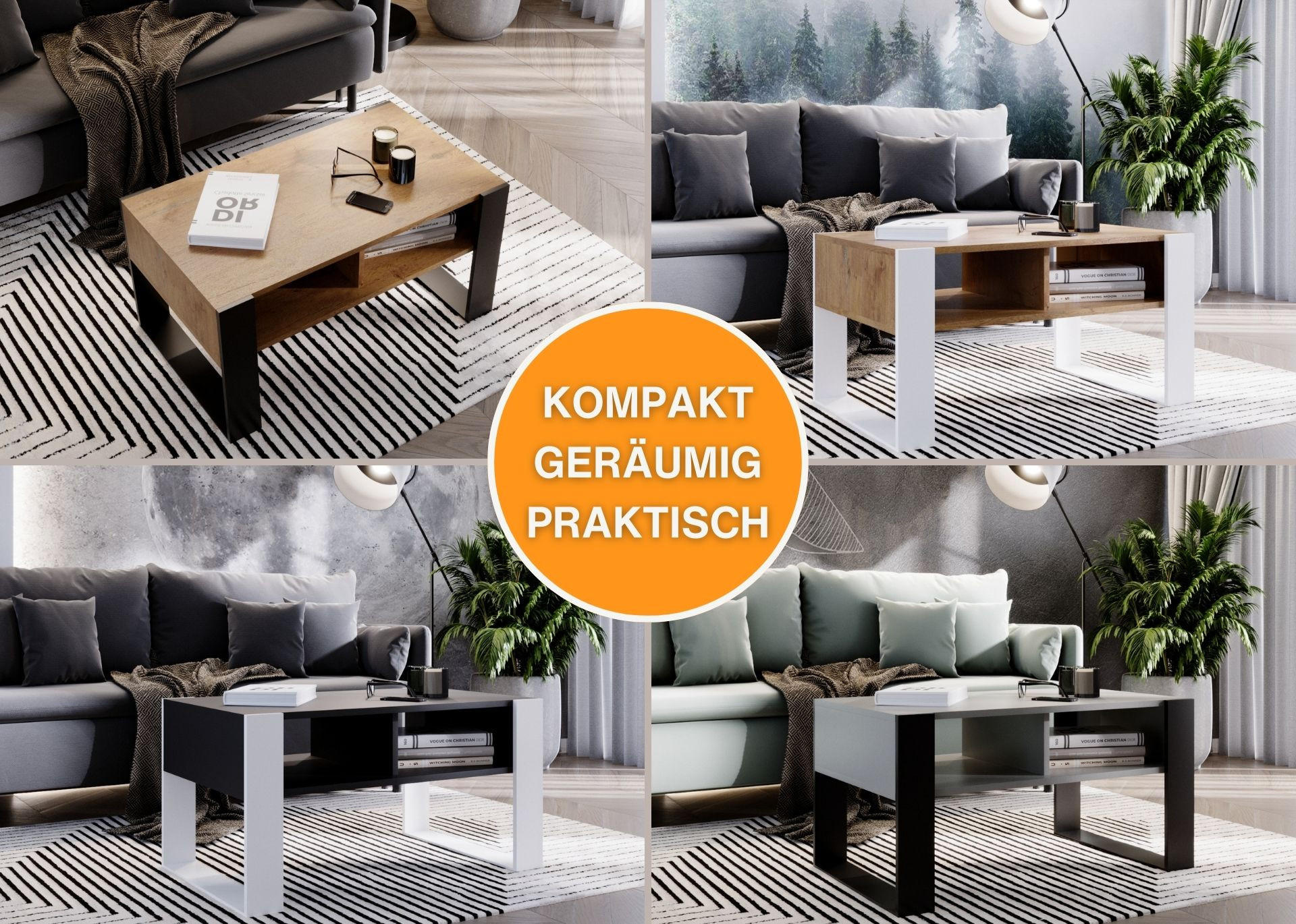 COUCHTISCH Kora92 92/45/53,6 - Dunkelgrau/Schwarz, Holzwerkstoff (54/92/45cm) - RAUMHIRSCH FURNITURE