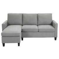 ECKSOFA Couch mit Wendbar Chaiselongue für Wohnzimmer, 197 x 139 x 91 cm - Hellgrau/Schwarz, Kunststoff/Textil (139/197cm) - HOMCOM