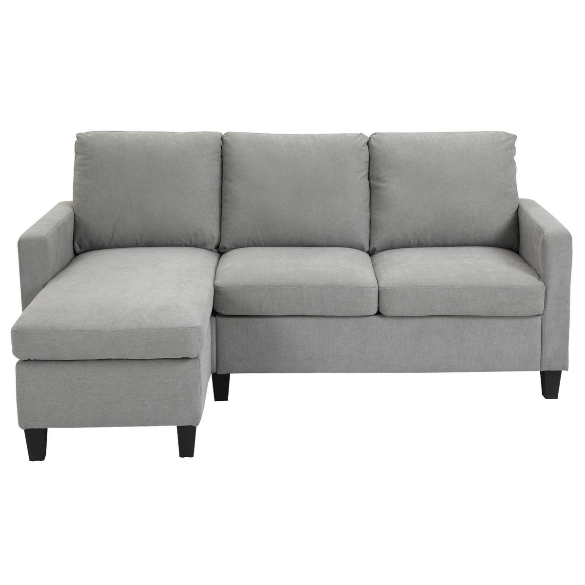 ECKSOFA Couch mit Wendbar Chaiselongue für Wohnzimmer, 197 x 139 x 91 cm - Hellgrau/Schwarz, Kunststoff/Textil (139/197cm) - HOMCOM