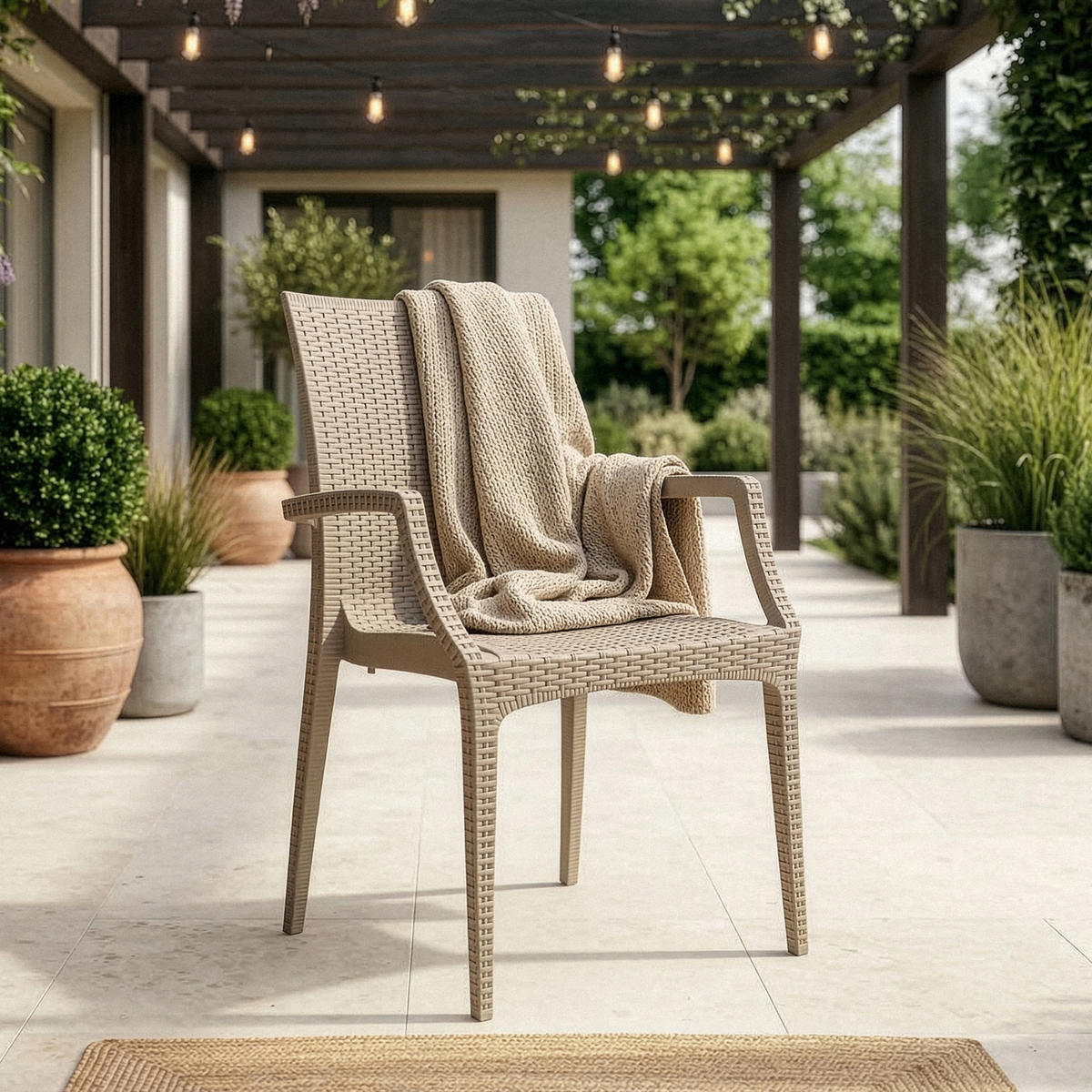 GARTENSTUHL ETULI 2-tlg, Beige - Beige, Kunststoff (56/88/50cm) - KONSIMO®