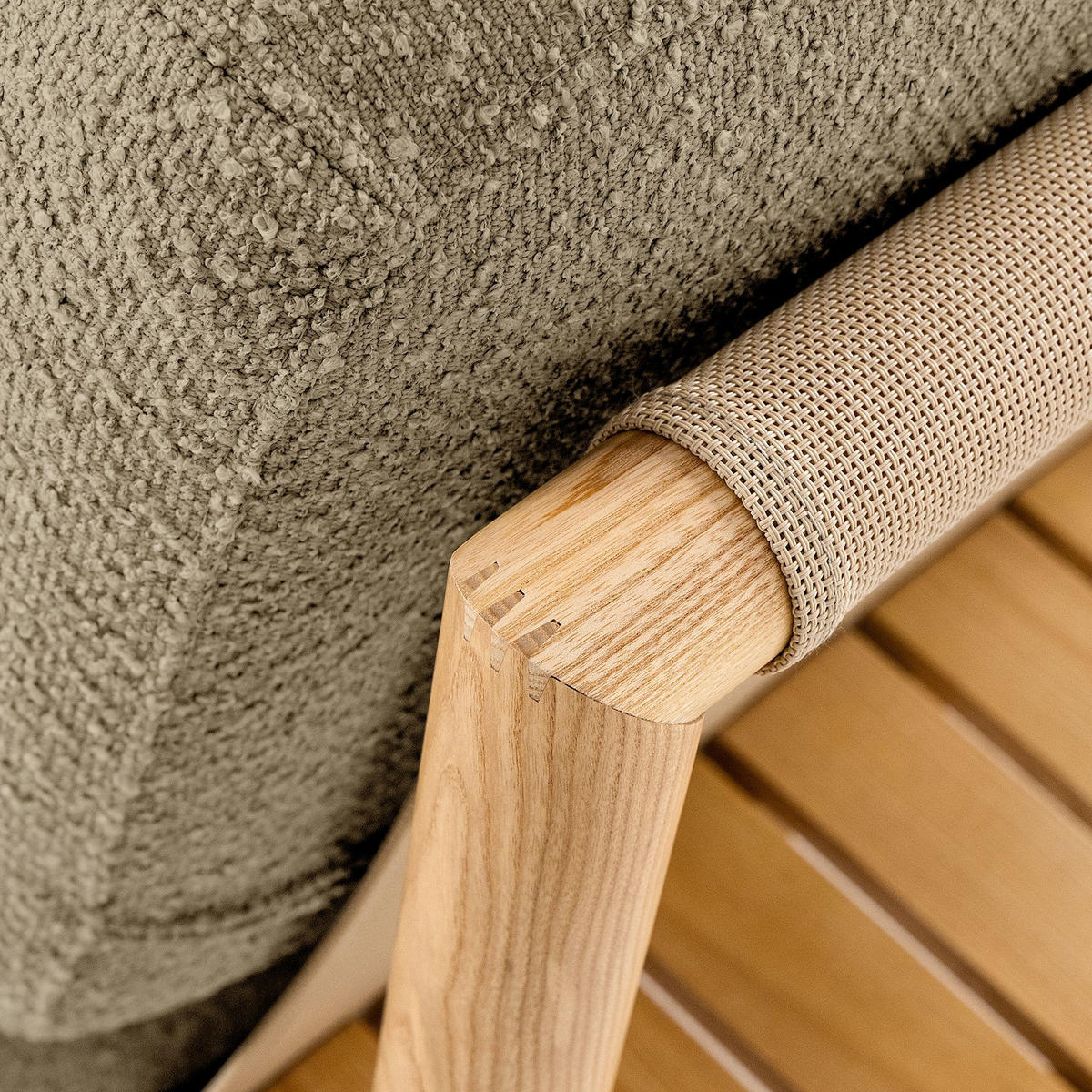 LOUNGESOFA ATREDA links - Beige, Holz/Textil (315/80/150cm) - KONSIMO®