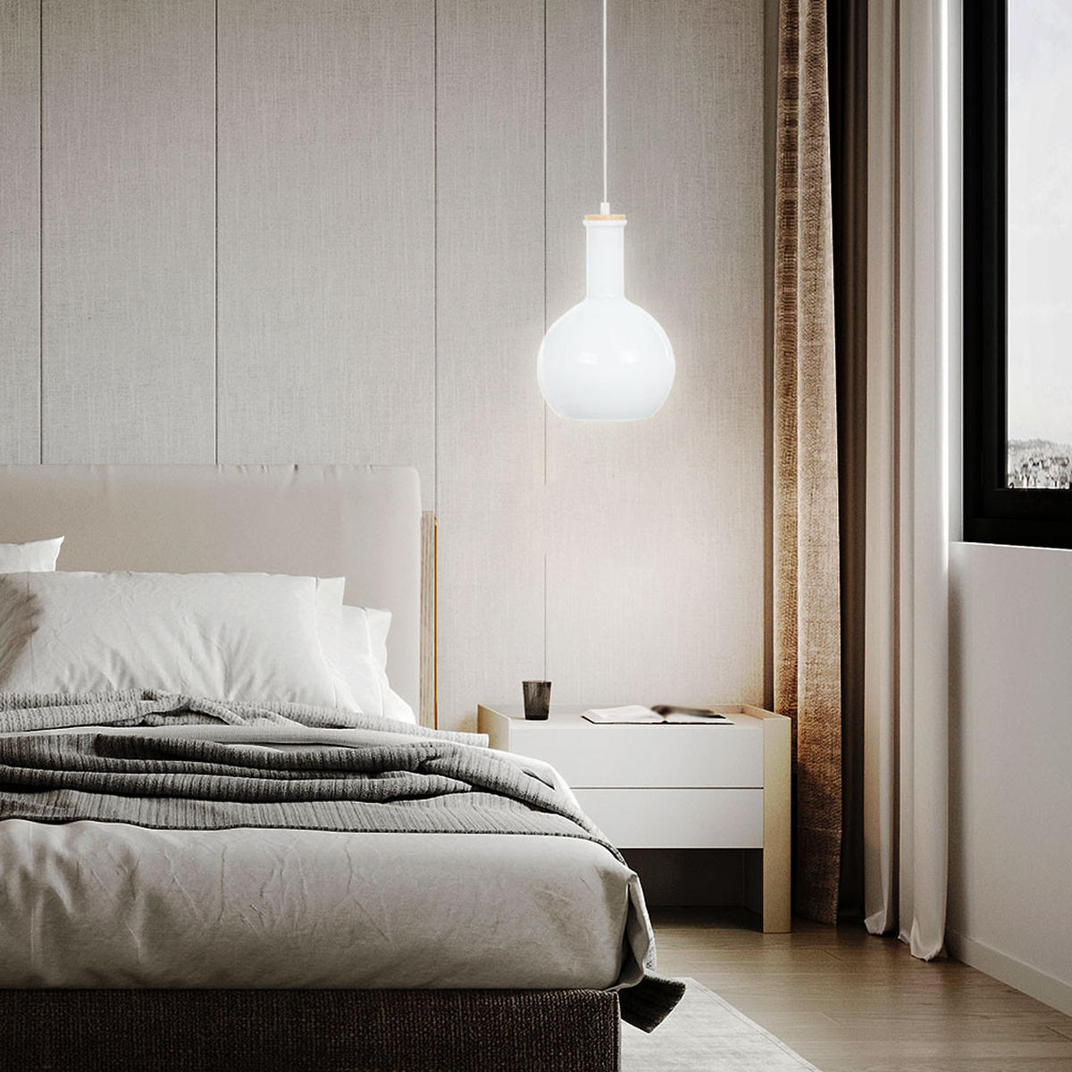 HÄNGELEUCHTE Glas Weiß - Weiß, Glas (17/17/125cm)