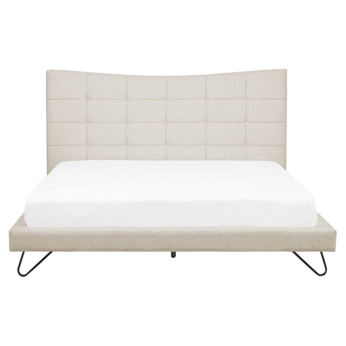 POLSTERBETT 160/200 cm Helles Beige Lannion - Beige, Textil (160/200cm) - Beliani