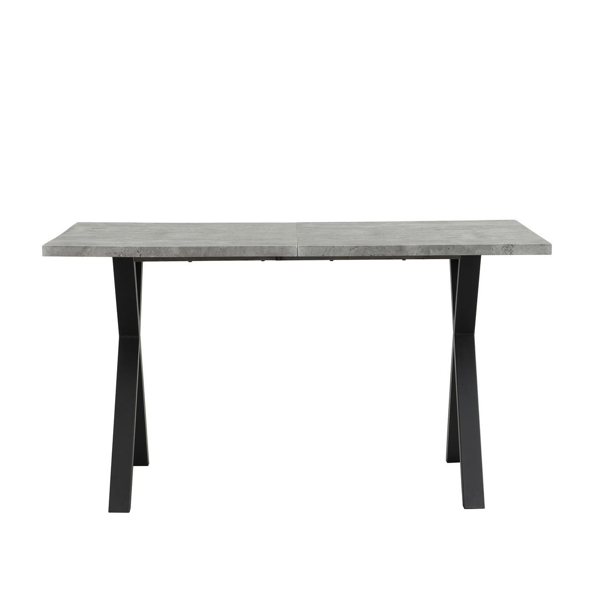 ESSTISCH Design Betonoptik Schwarz Kreuzbeine 140x80x76cm - Grau, Holzwerkstoff (140/80/76cm) - FLIEKS