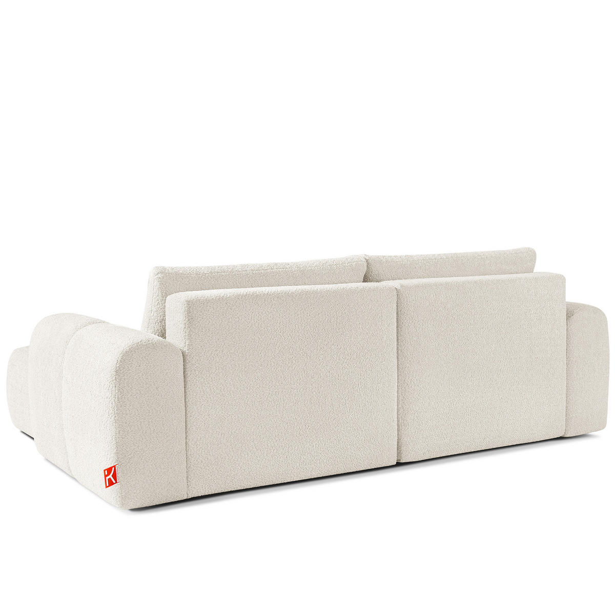 ECKSOFA LINKS RAVIA, Bouclé, Weiß - Weiß, Holz/Textil (256/104cm) - KONSIMO®