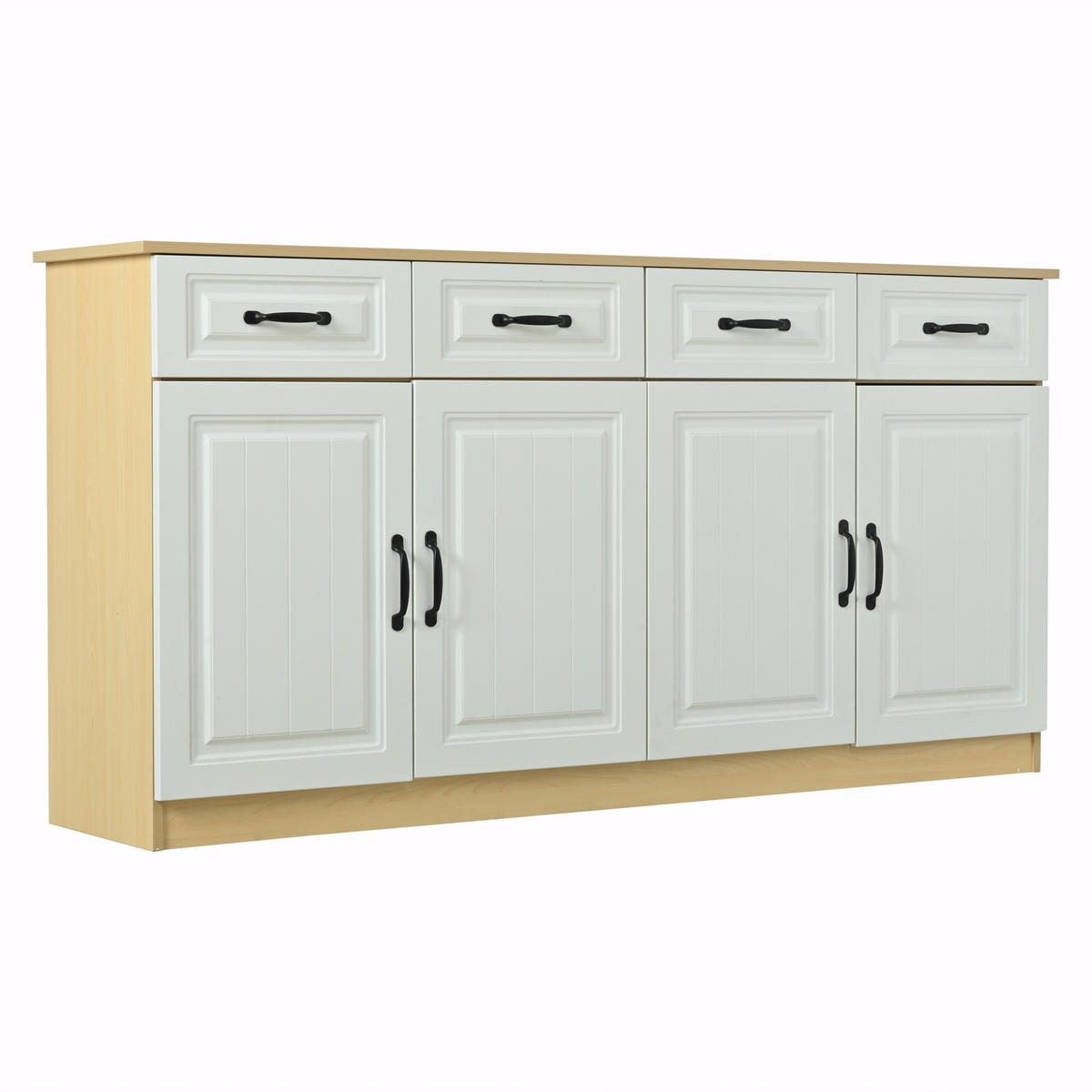 SIDEBOARD Weiß Naturfarben 160/35/80 cm - Weiß, Holzwerkstoff (160/80/35cm) - PANGIVO