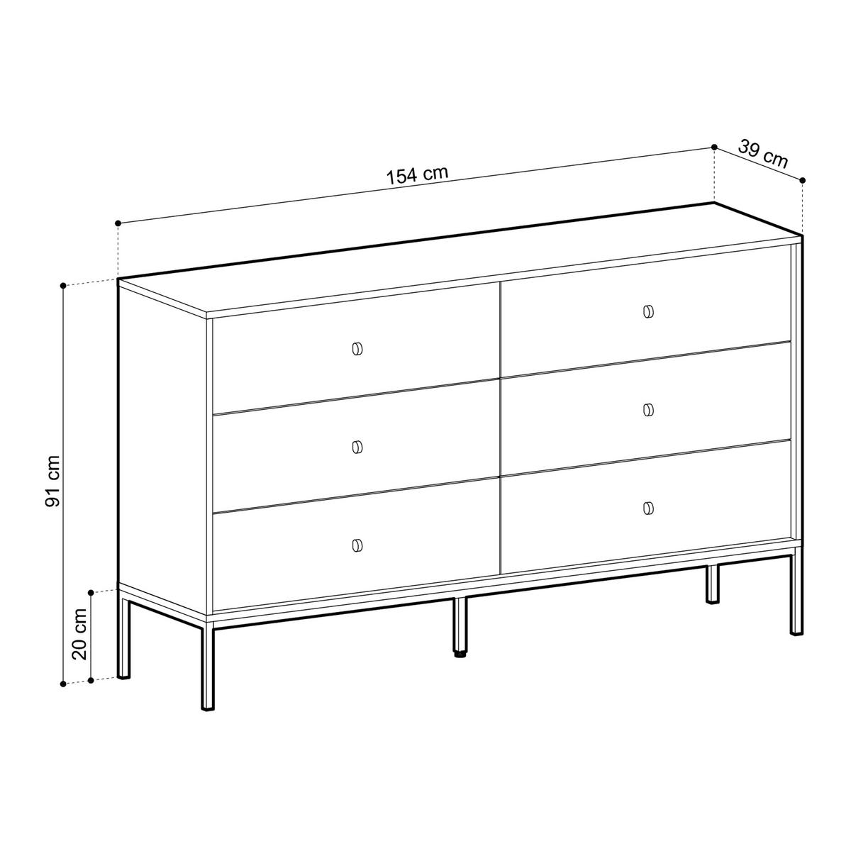 SIDEBOARD MONDO 154/89/39 cm mit 6 Schubladen Blau - Blau, Holzwerkstoff (154/89/39cm) - MASSENO