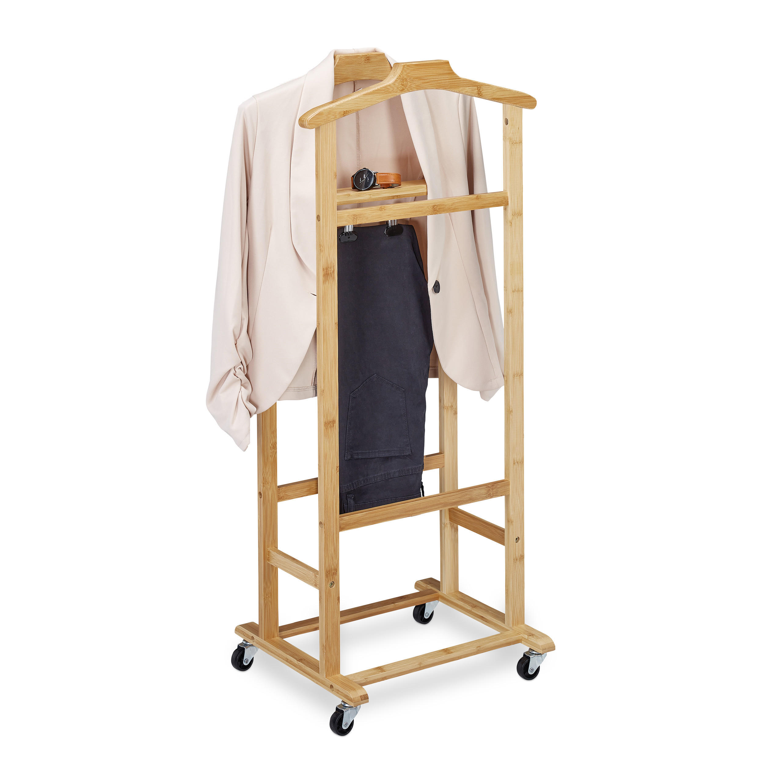 VALET Natur bambus cu roti 107x47x37 cm