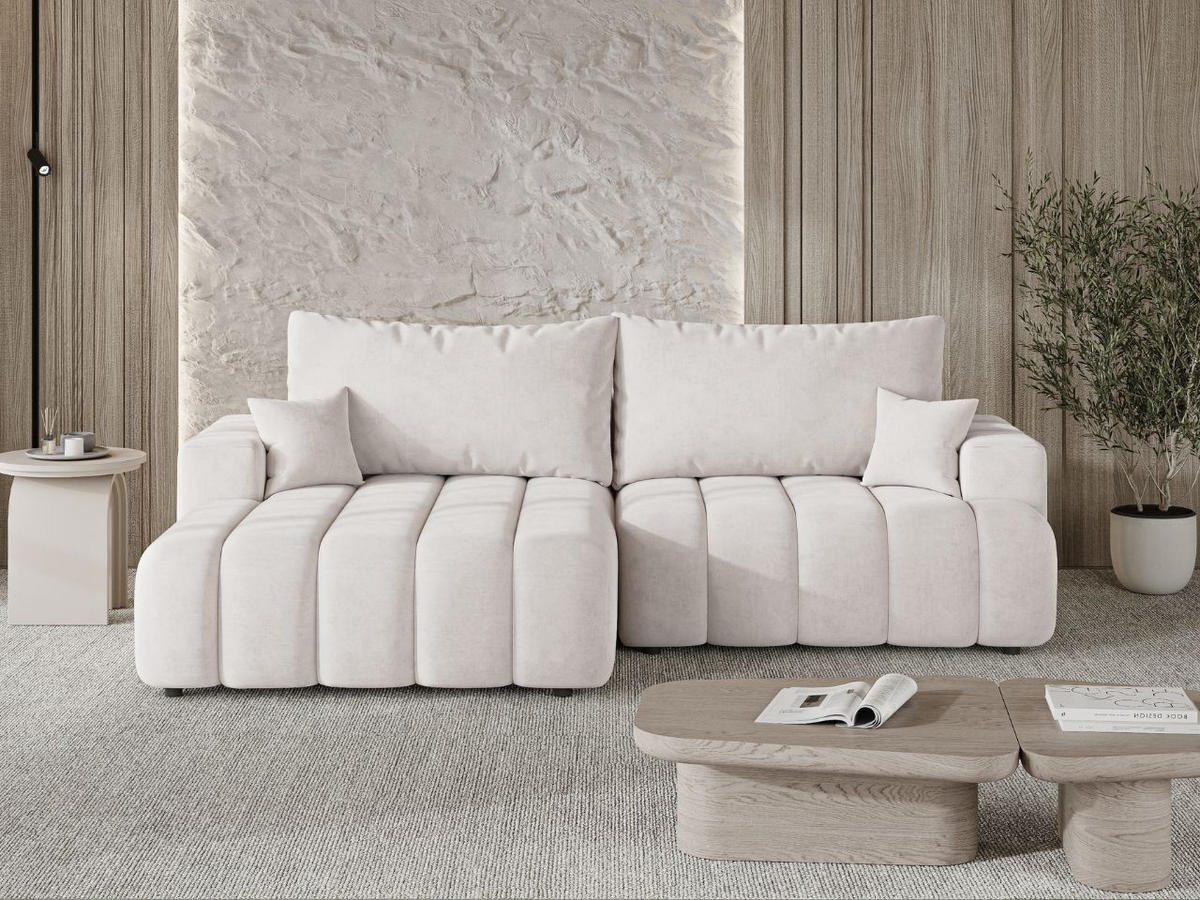 ECKSOFA Caleo Creme Links - Creme, Holz/Textil (270/170cm) - Graingold