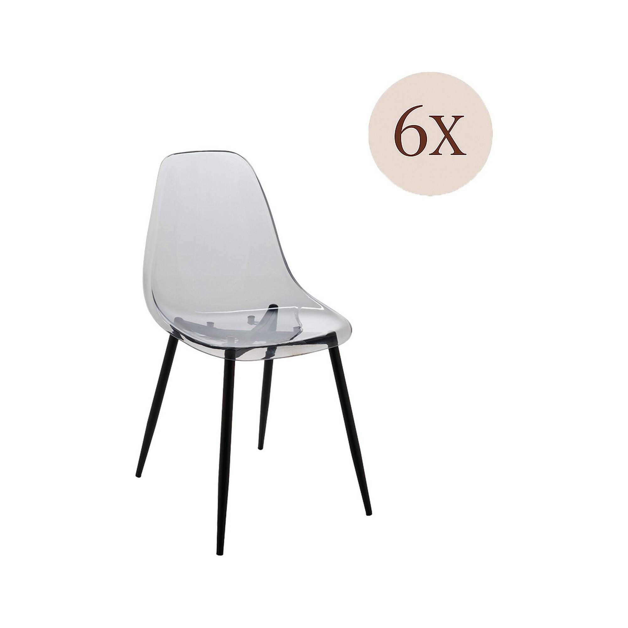 STUHL-SET 6 Stück Plastik Grau 53 x 46 x 81 cm - Grau, Metall (53/81/46cm) - DMORA